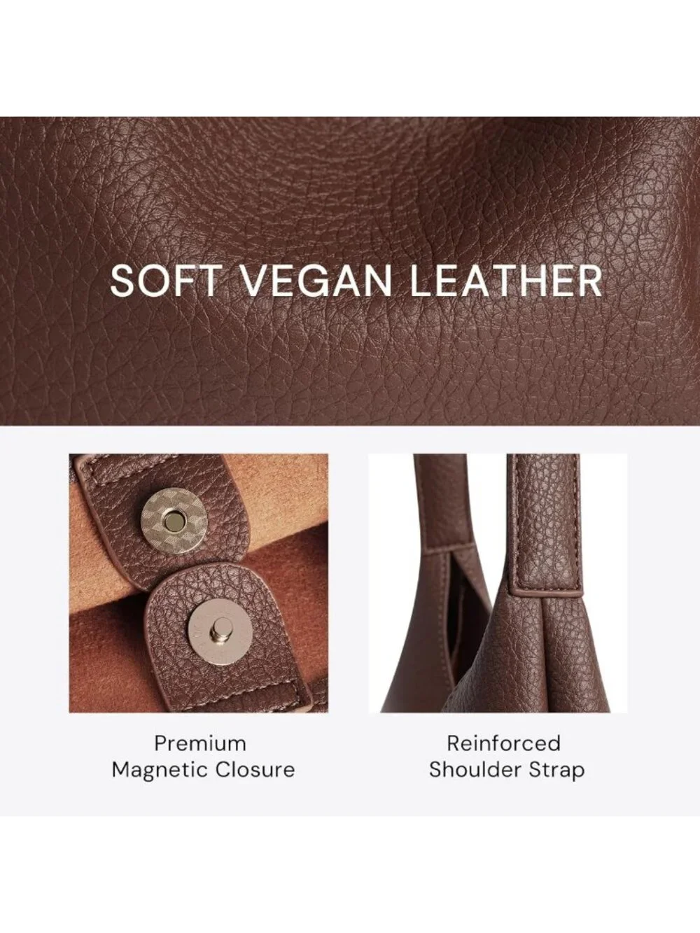 Trendy Small Slouchy Hobo Bag for Women, Soft Vegan Leather Shoulder Tote, 11